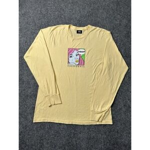 Mens Long Sleeve Stussy California Graphic Yellow Tee, Size M